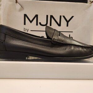 Marc Joseph Black Leather Slip-On Penny Loafers
